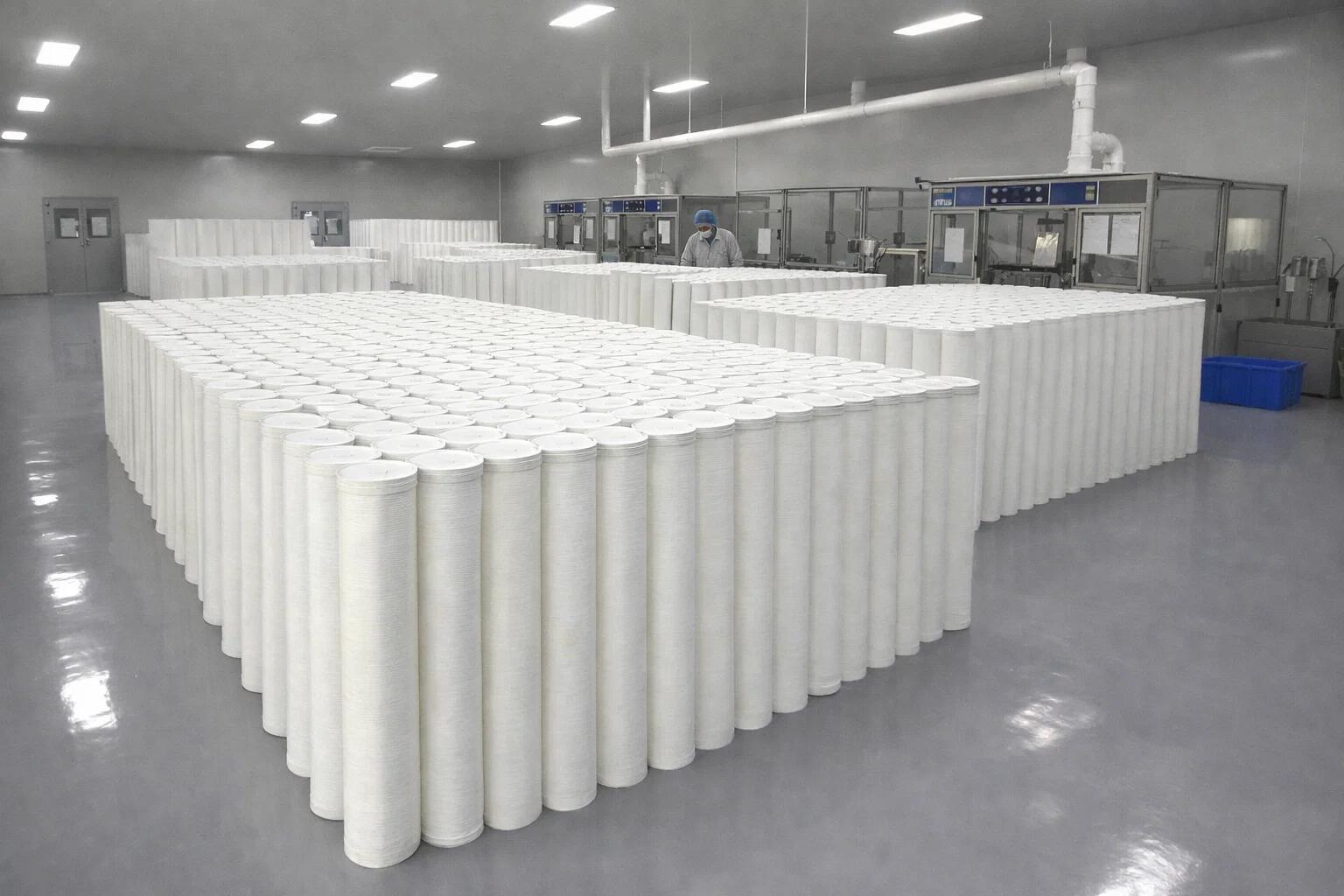 A checklist icon next to a high flow filter cartridge