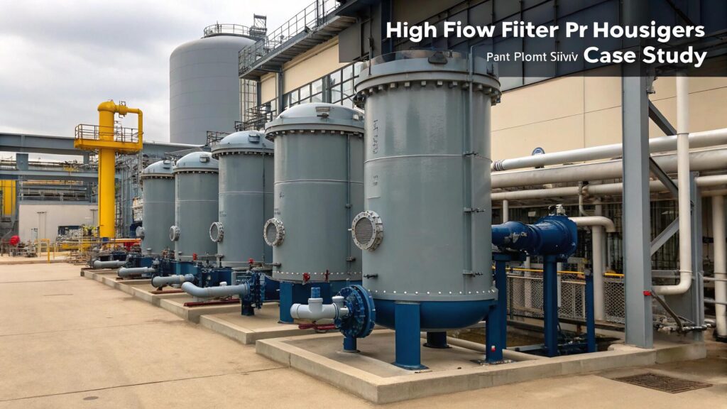 A picture of the high flow filter housings at the power plant case study site