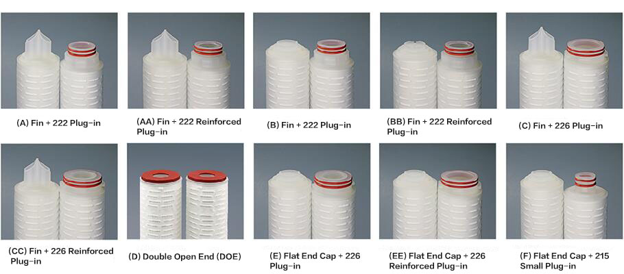 A side-by-side comparison of a plug-in end cap and a twist-and-lock end cap