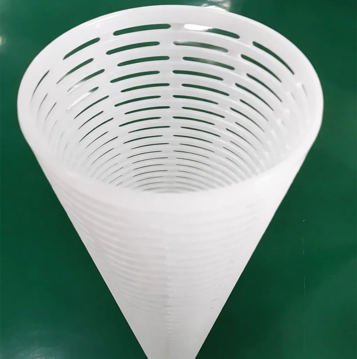 Reinforced polypropylene core of HFK high flow filter for high pressure wastewater applications