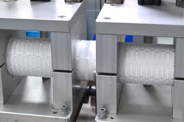 A close-up of a thermally bonded high-flow filter cartridge end cap