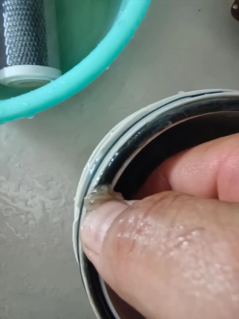 close-up of a failed filter cartridge end cap