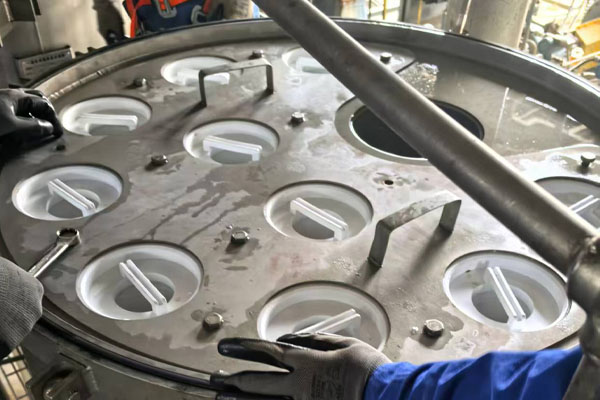 High-flow filter cartridges installed in a seawater desalination plant