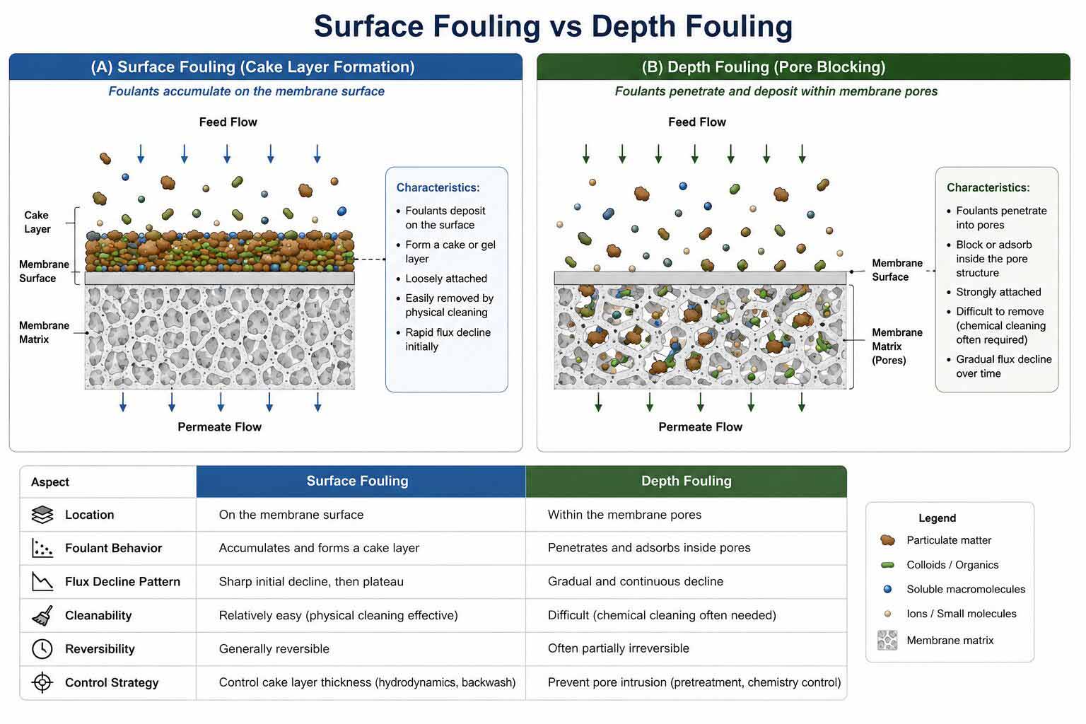 Surface Fouling vs Depth Fouling Diagram